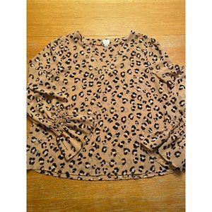 A New Day Sheer Leopard Print Blouse-L